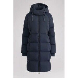 Pajar “Zaniah” Women’s Long Down Coat Puffer Navy Blue Sz XS Removable Hood NEW